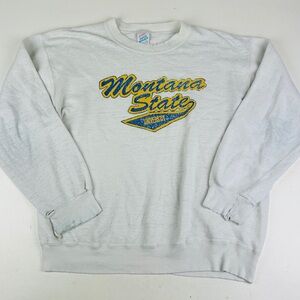 Jerzees Vintage 80s Montana State Bobcats Sweatshirt Made in USA Gray Size XL